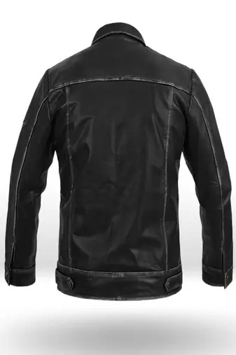 men's black premium lambskin leather jacket distressed vintage finish