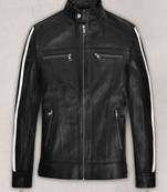 Men's pure slim fit outerwear leather jacket black