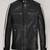 Men's pure slim fit outerwear leather jacket black