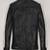 Men's pure slim fit outerwear leather jacket black