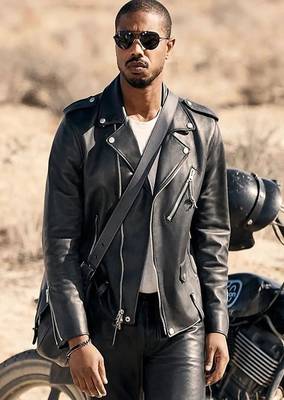 men's black sheepskin leather biker jacket asymmetrical zip closure 1
