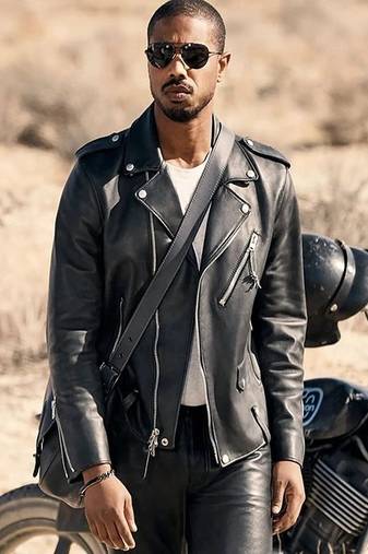 men's black sheepskin leather biker jacket asymmetrical zip closure