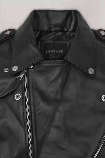 men's black sheepskin leather biker jacket asymmetrical zip closure