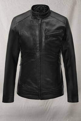 men's black lambskin leather jacket classic zip up style exclusive elegant 1