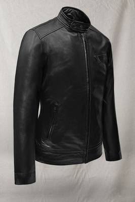 men's black lambskin leather jacket classic zip up style exclusive elegant 2