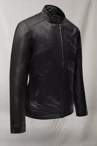 men's black lambskin leather jacket classic zip up style exclusive elegant