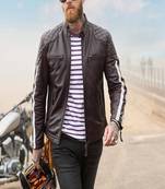 Purple racer mens leather jacket