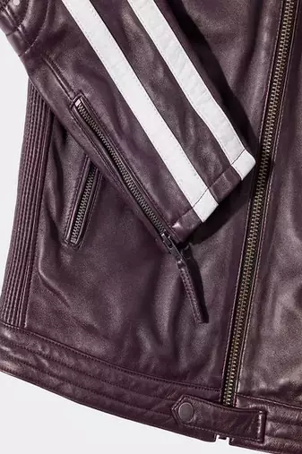 men's purple lambskin leather jacket classic zip up style