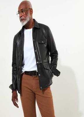 men's black premium lambskin leather jacket vintage inspired look distinctive 1