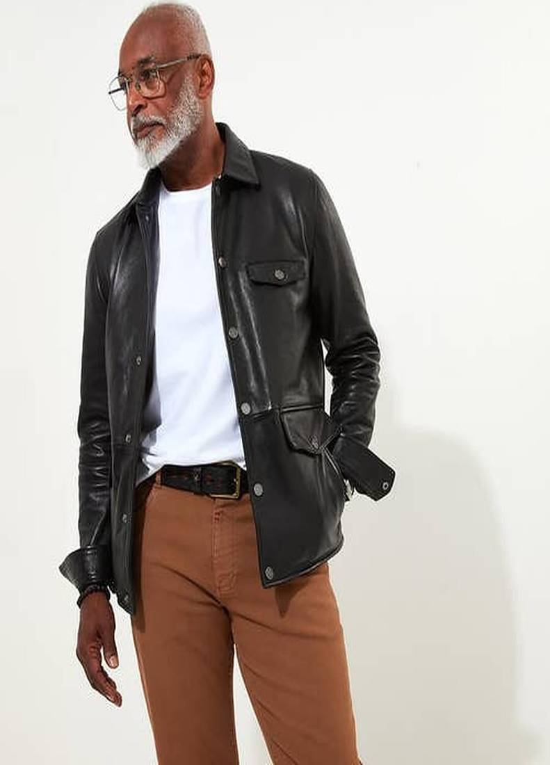 Joe browns black classic leather 100% cotton jacket with vintage check lining