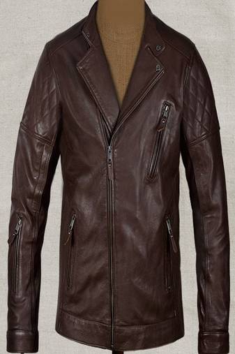 men's brown lambskin leather jacket classic zip up style versatile