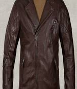 Men brown solid  qultited jacket lamb leather jacket