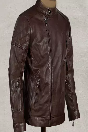 men's brown lambskin leather jacket classic zip up style versatile