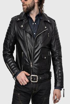 men's black premium lambskin leather jacket premium quilted design modern 3