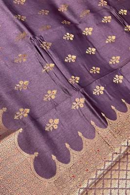 Banarasi viscose silk saree in chiku colour with  zari meenakri work 3