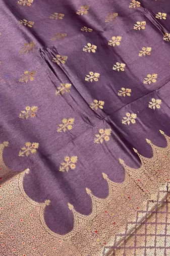 Banarasi viscose silk saree in chiku colour with  zari meenakri work