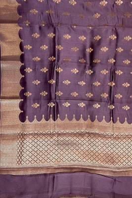 Banarasi viscose silk saree in chiku colour with  zari meenakri work 4