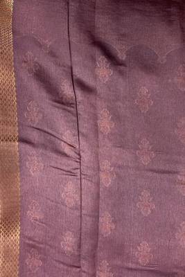 Banarasi viscose silk saree in chiku colour with  zari meenakri work 5