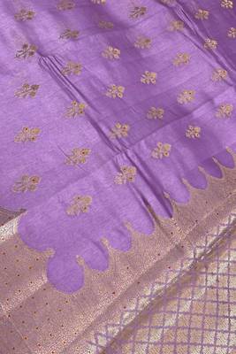 Banarasi viscose silk saree in lavender colour with  zari meenakri work 3