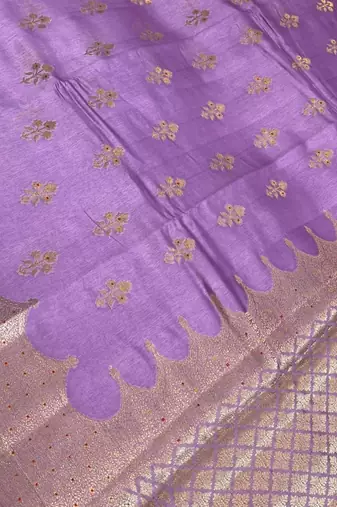 Banarasi viscose silk saree in lavender colour with  zari meenakri work
