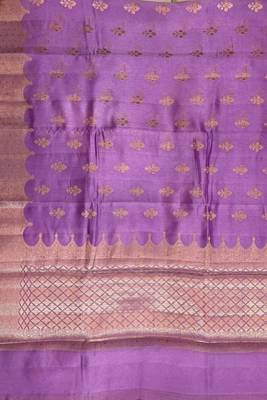 Banarasi viscose silk saree in lavender colour with  zari meenakri work 4