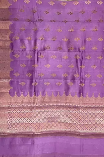 Banarasi viscose silk saree in lavender colour with  zari meenakri work