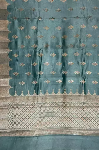 Banarasi viscose silk saree in seagreen colour with  zari meenakri work