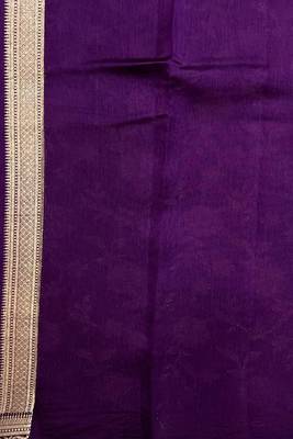 Banarasi viscose silk saree in purple colour with floral zari jaal work 5