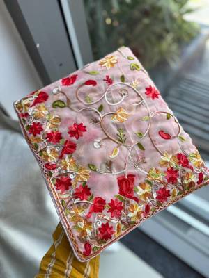 Pink georgette embroidered saree 2