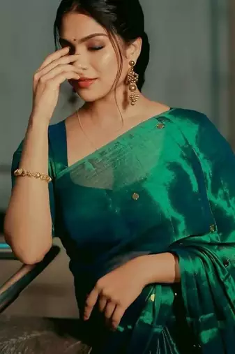 Green tissue silk blend saree