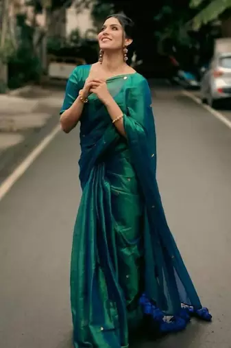 Green tissue silk blend saree