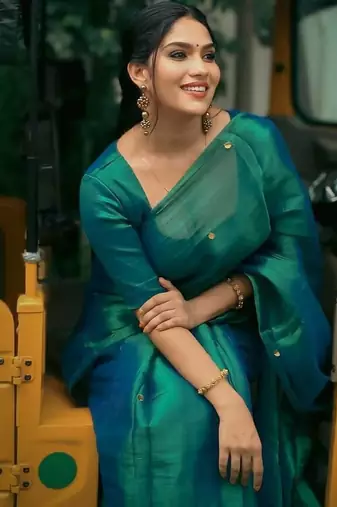 Green tissue silk blend saree