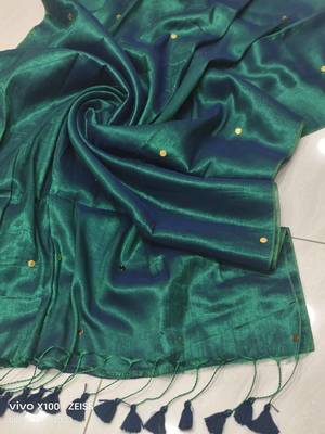 Green tissue silk blend saree 5