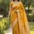Banarasi viscose silk saree in mustard colour with leaf zari meenakari work