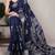 Blue silk blend  geometric print saree