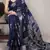 Blue silk blend  geometric print saree