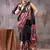 Black satin abstract print saree