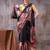 Black satin abstract print saree