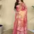 Pink silk blend woven saree