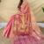Pink silk blend woven saree