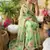 Olive floral silk blend saree