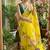 Yellow floral silk blend sareer