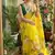 Yellow floral silk blend sareer