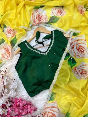 Yellow floral silk blend sareer 2