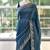 Blue silk blend embroidered saree