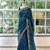 Blue silk blend embroidered saree