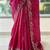 Red silk blend embroidered saree