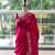 Red silk blend embroidered saree
