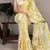 Yellow abstract print satin saree