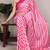 Pink and white diagonal striped satin saree